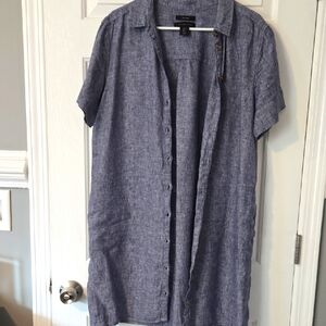 Tahary Linen Short Sleeve Shirt dress
